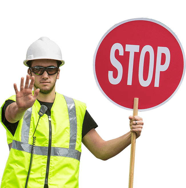 traffic management worker stop sign