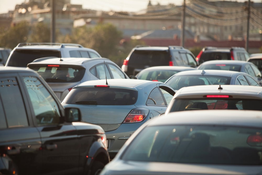 Highway Traffic Jam, cars on the road, due to ineffective traffic management