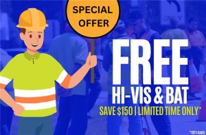 A graphic promoting a free Hi-Vis & Bat special offer.